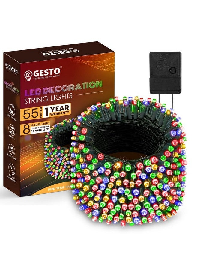 Gesto Multicolor Serial String Led Light with 8 Modes Changing Controller - Waterproof Serial Lights for Decoration Long | for Home,Diwali Decoration, Christmas,Patio Garden(55 Meter | Pack of 1) - Image 1