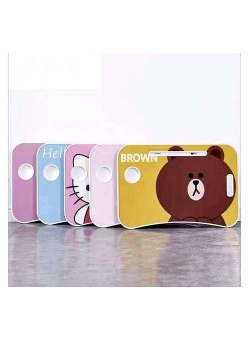Kids Laptop Notebook Matboard Bedskirt Folding Table Cup Holder Bed Multicolour - Image 3