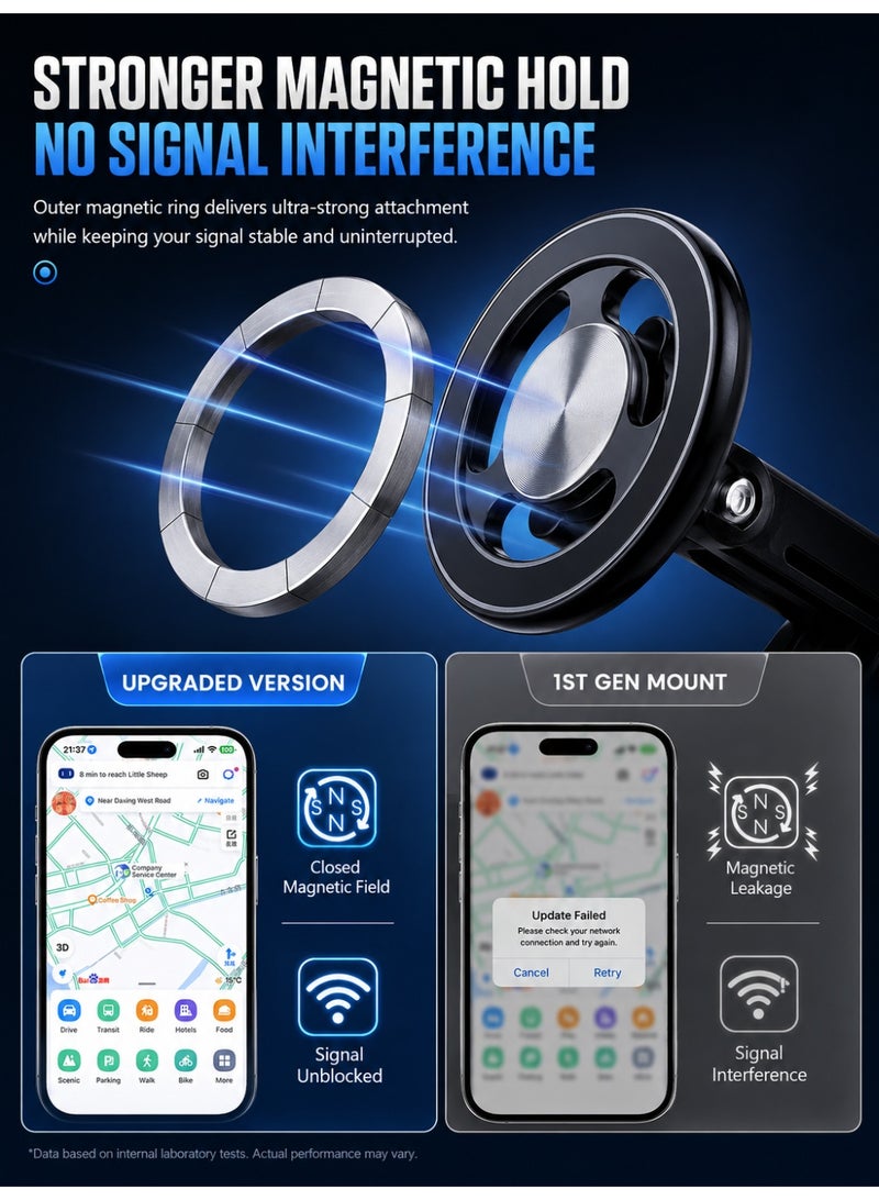 YXPRO Magnetic Car Phone Holder, 360° Rotating Vacuum Suction Cup Car Mount with Foldable 3-Axis Arm, Strong Magnetic Mobile Holder for Dashboard, Windshield and Smooth Surfaces, Fits Most Cars - Image 2