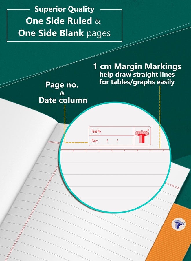 TARGET PUBLICATIONS Single Line Interleaf Notebooks | One Side Blank/Unruled & One Side Ruled | 76 Pages | Soft Brown Cover | 17 x 27 cm Approx | Pack of 7 | GSM 58 - Image 5