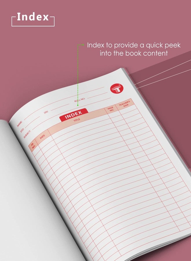 TARGET PUBLICATIONS Single Line Interleaf Notebooks | One Side Blank/Unruled & One Side Ruled | 76 Pages | Soft Brown Cover | 17 x 27 cm Approx | Pack of 7 | GSM 58 - Image 4