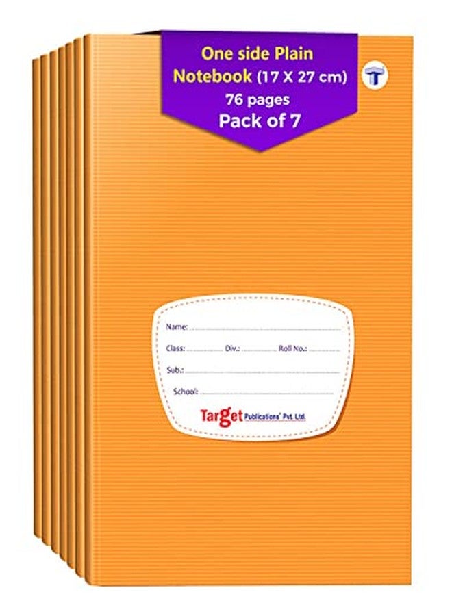 TARGET PUBLICATIONS Single Line Interleaf Notebooks | One Side Blank/Unruled & One Side Ruled | 76 Pages | Soft Brown Cover | 17 x 27 cm Approx | Pack of 7 | GSM 58 - Image 1