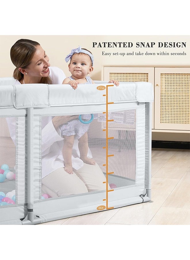 JCB CHIC - Baby Playpen, Large Baby Playard, Indoor & Outdoor Kids Activity Center with Anti-Slip Base, Sturdy Safety Play Yard with Breathable Mesh, Kid's Fence for Infants Toddlers (Grey, 127×127cm) - Image 1