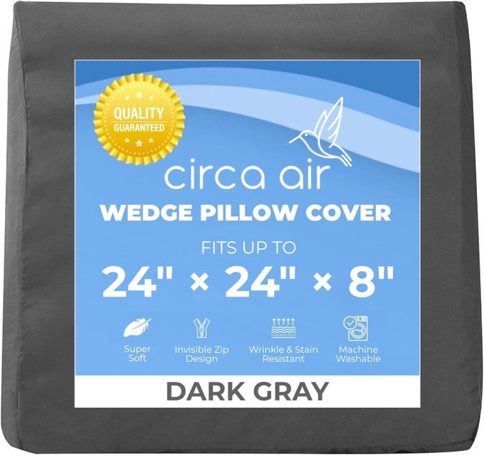 MICROFIBER PILLOWCASE 100 SOFT ULTRA BREATHABLE ZIP COVER DARK GRAY 24X24X8 INCH PERFECT FIT FOR INFLATABLE WEDGE PILLOW