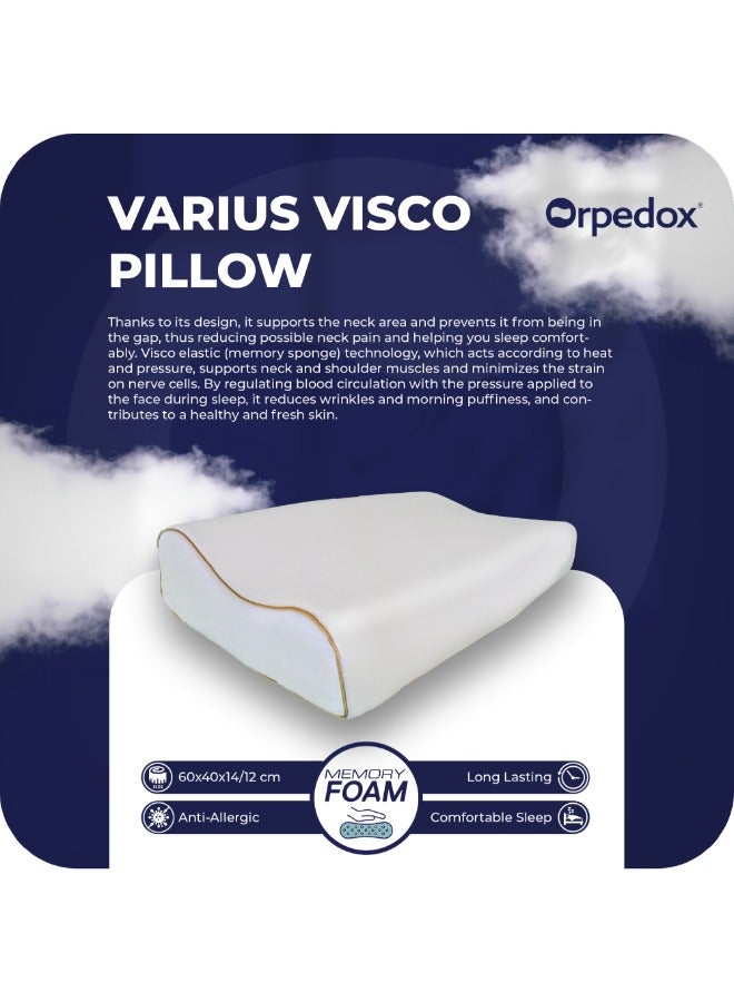 Orpedox  Memory Foam Pillow Ergonomic Orthopedic Medical Pillows for Neck support, shoulder and Pain Relief. Medicated Pillows for Side, Back and Stomach Sleeper- White - Image 1