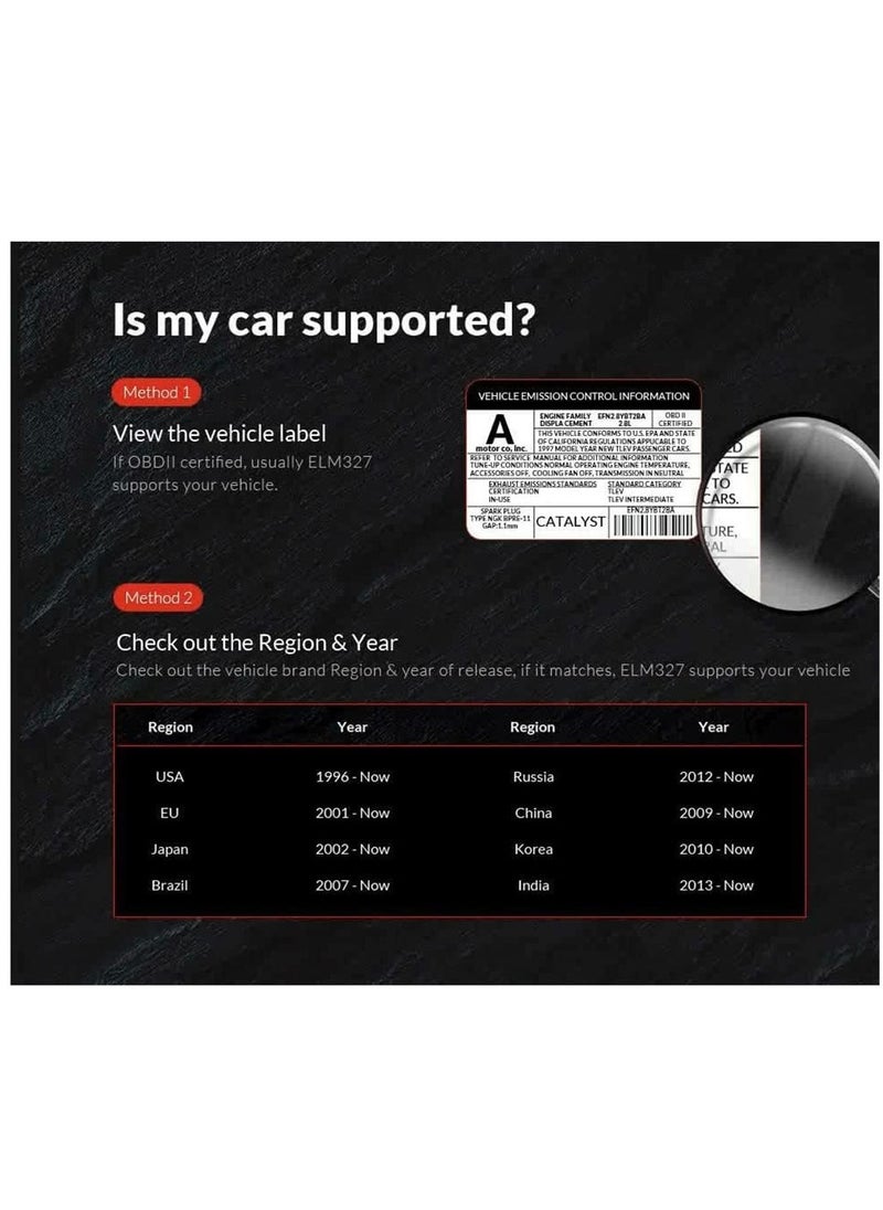 SYOSI ماسح تشخيصي تمثيلي عبر البلوتوث OBD2، قارئ رموز V1.5 لجهاز OBD2 للكشف عن أعطال السيارات لنظام أندرويد و ويندوز، أداة فحص تشخيصية OBD II للسيارات للتحقق من أضواء المحرك، مستقر وسريع  - Image 4