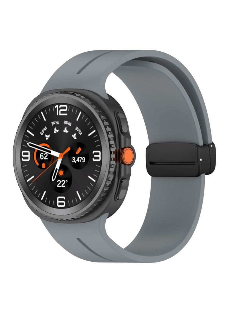 O Ozone Sport Band For Samsung Galaxy Watch 8 40mm/44mm/Classic 46mm , Soft Silicone Strap with Magnetic Buckle for Men Women- Dark Grey - Image 1