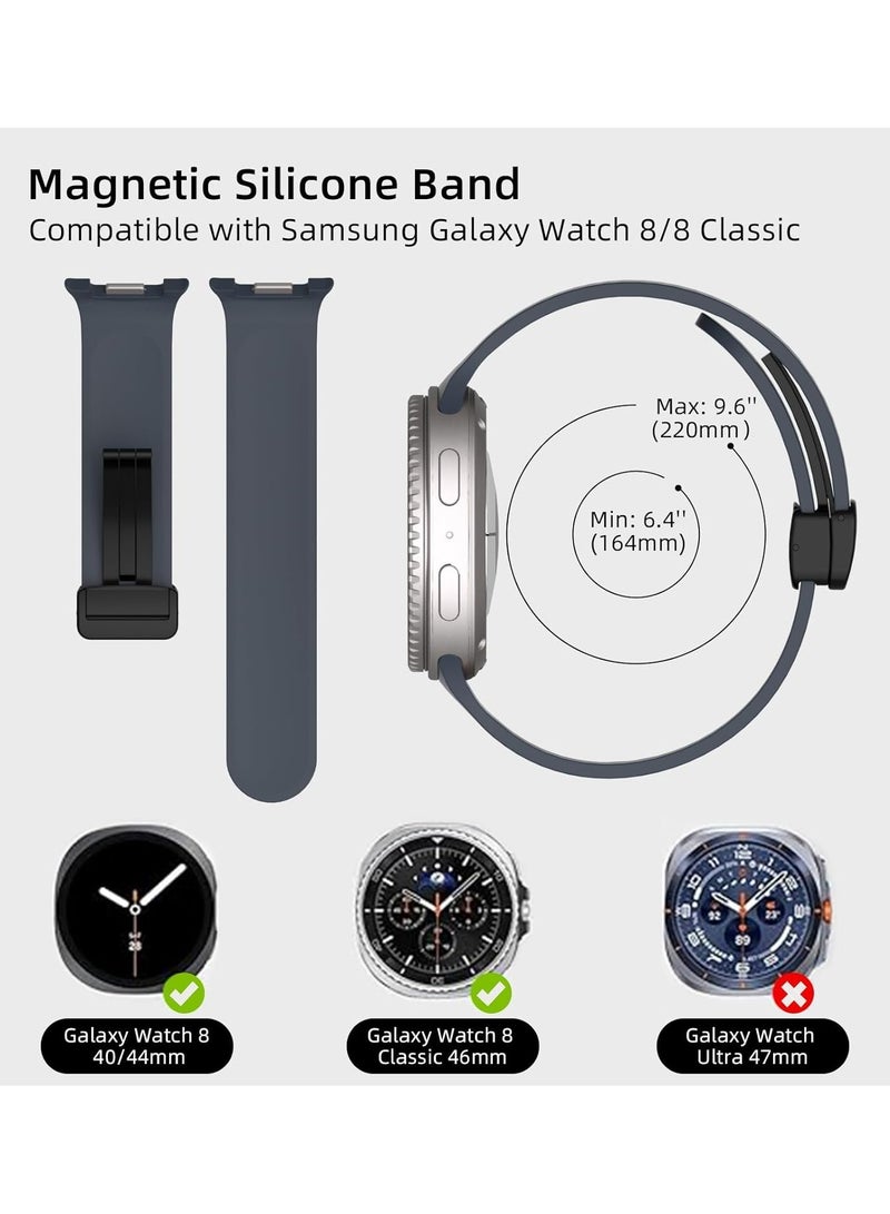 O Ozone Sport Band For Samsung Galaxy Watch 8 40mm/44mm/Classic 46mm , Soft Silicone Strap with Magnetic Buckle for Men Women- Dark Grey - Image 2