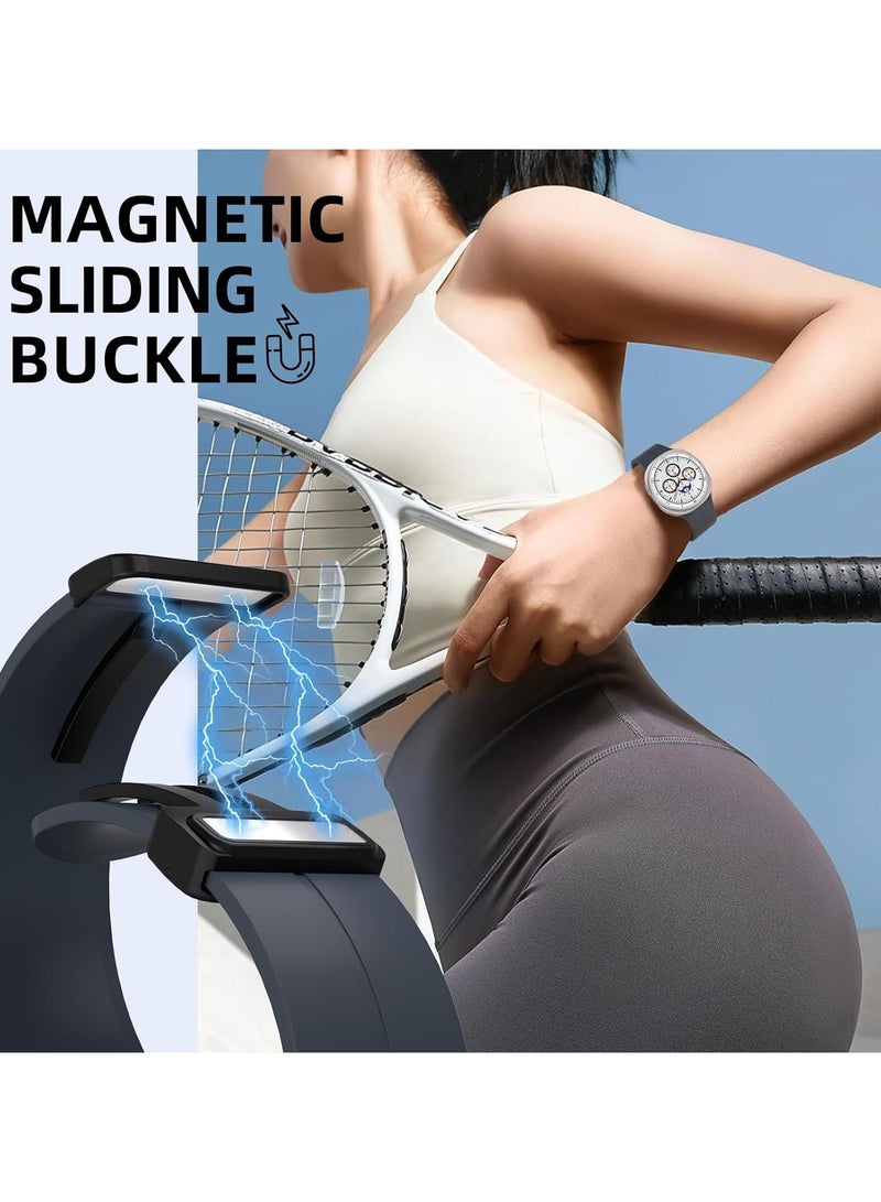 O Ozone Sport Band For Samsung Galaxy Watch 8 40mm/44mm/Classic 46mm , Soft Silicone Strap with Magnetic Buckle for Men Women- Dark Grey - Image 4