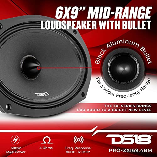 DS18 PRO-ZXI694BM مكبر صوت متوسط المدى 6 × 9 بوصة مع رصاصة وشبكة 600 واط 4 أوم (مكبر صوت واحد) - Image 2