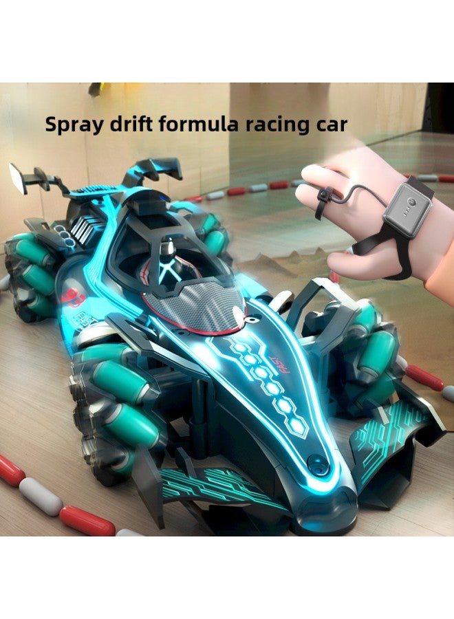إسكدنيا F1 المعادلة التحكم عن بعد حيلة سباق الدفع الرباعي ضوء رذاذ إيماءة تحريض الأطفال حيلة الانجراف لعبة سيارة اللون: F1 سباق الفورمولا 【الأزرق】 جهاز التحكم عن بعد المزدوج - Image 2
