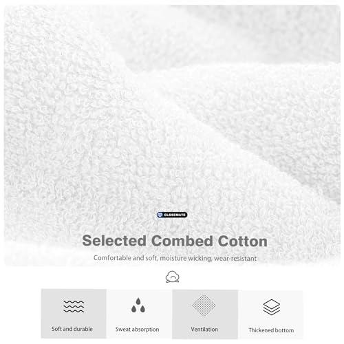 CLOSEMATE Mens Athletic Cushioned Crew Socks 6 Pairs Cotton Comfy and Moisture-Wicking for Running Training Sports(6 White, Size L) - Image 4