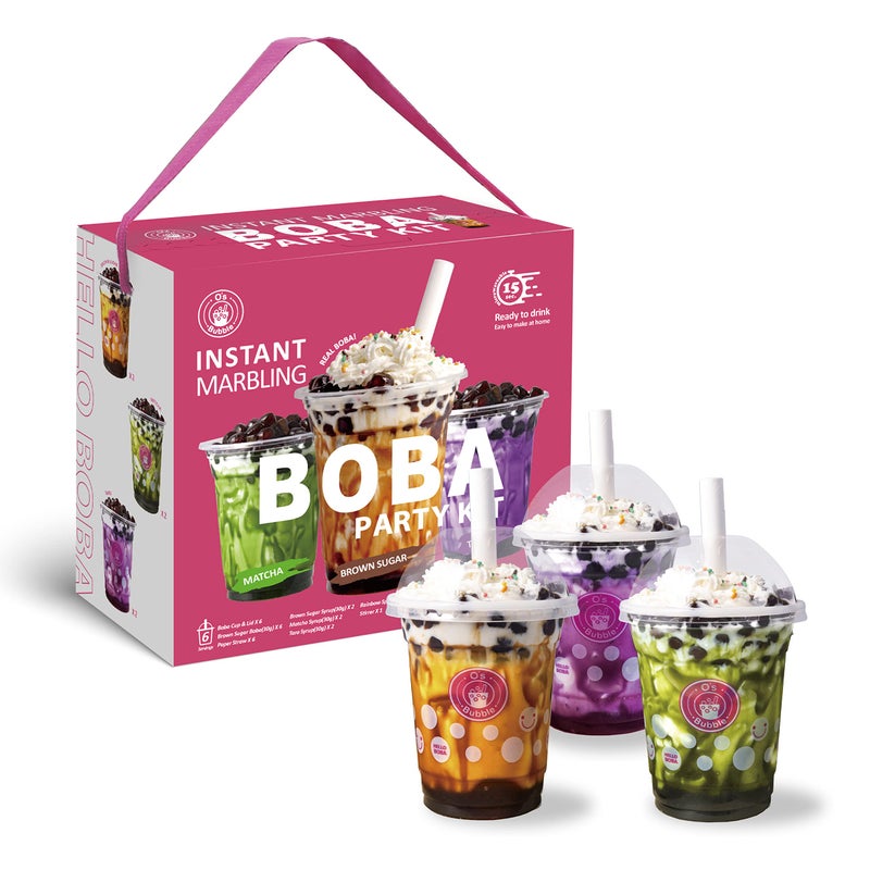 O's Bubble Os Bubble Boba Tea Kit  Bubble Tea Kit  All in One Boba Kit  Boba Kit for Kids  6 Servings Includes Cups Straws Stirrer Party Kit Variety Pack Upgrade Party Kit Variety Pack Upgrade - Image 3