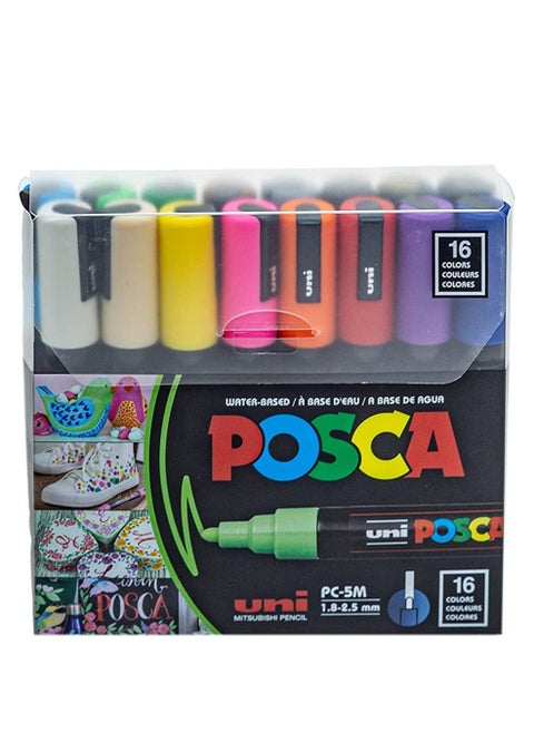 16-Piece POSCA Medium Tip Paint Marker Multicolour