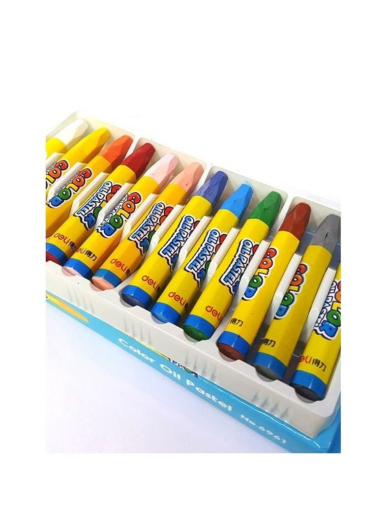 Deli 12 Color Oil Pastels Multicolour for Kids  - Image 2