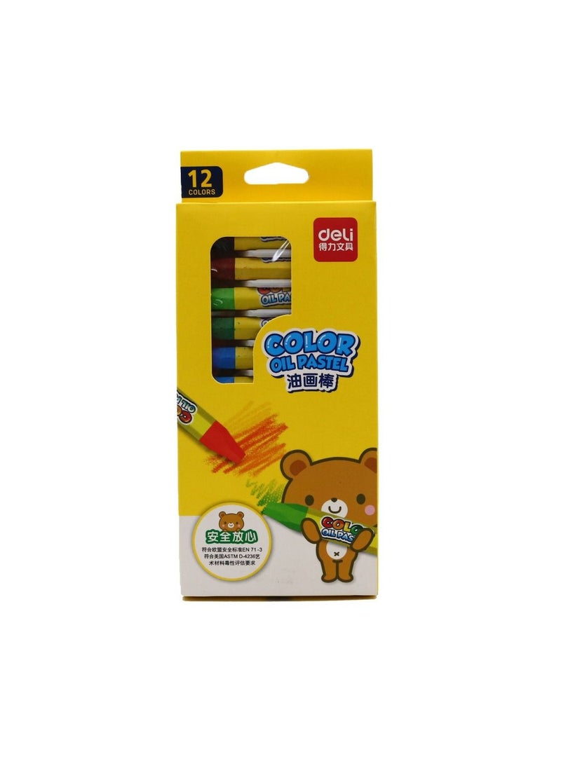 Deli 12 Color Oil Pastels Multicolour for Kids  - Image 1