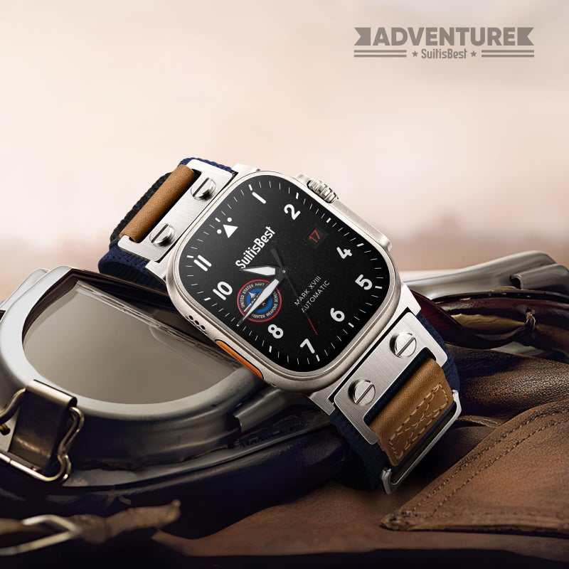 Suitisbest أساور Suitisbest المتينة متوافقة مع ساعة آبل ألترا بحجم 49mm 46mm 45mm 44mm 42mm، حزام معدني رياضي من النايلون العسكري بثلاث حلقات متين لسلسلة iWatch 11 10 9 8 7 6 5 4 3، SE 3 2 1، ألترا 3 2 1 - Image 5