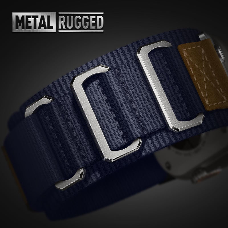 Suitisbest أساور Suitisbest المتينة متوافقة مع ساعة آبل ألترا بحجم 49mm 46mm 45mm 44mm 42mm، حزام معدني رياضي من النايلون العسكري بثلاث حلقات متين لسلسلة iWatch 11 10 9 8 7 6 5 4 3، SE 3 2 1، ألترا 3 2 1 - Image 2