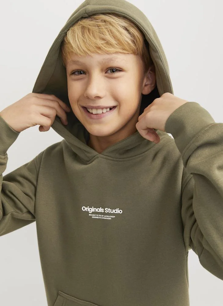 جاك وجونز جونيور Kids Logo Print Pull Over Hoodies