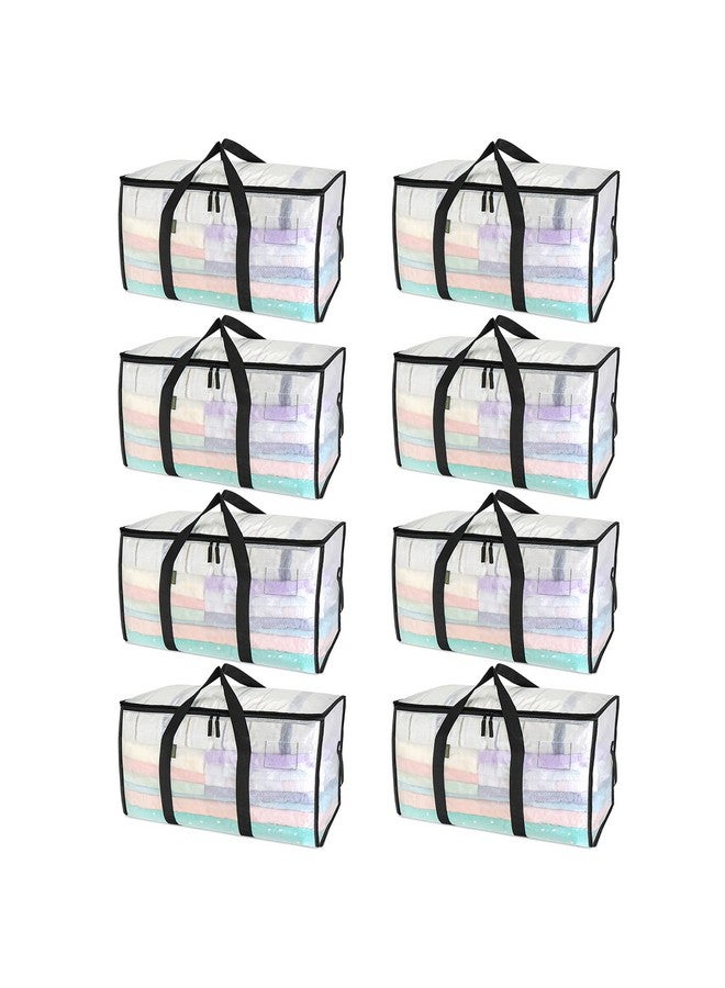 BALEINE 8-Pack Oversized Moving Bags with Reinforced Handles, Heavy-Duty Storage Tote for Clothes, Moving Supplies (Clear, 8-Pack) - Image 1