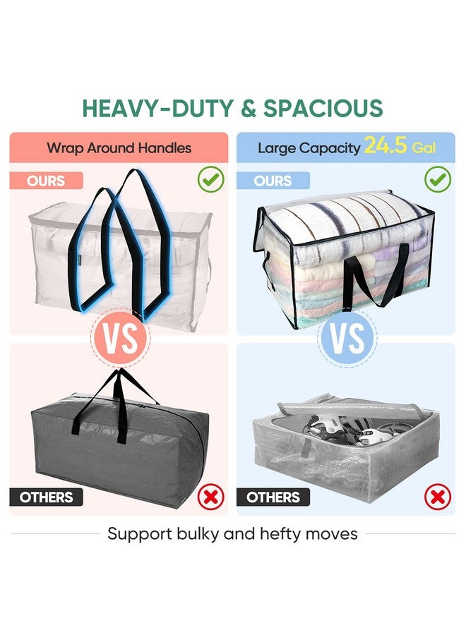 BALEINE 8-Pack Oversized Moving Bags with Reinforced Handles, Heavy-Duty Storage Tote for Clothes, Moving Supplies (Clear, 8-Pack) - Image 4