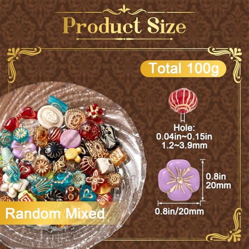 Winsyison 100g Baroque Acrylic Assorted Beads, Bohemia Butterfly Flower Czech Beads Charms, Vintage Multi-Shaped Colorful Spacer Assortments for Jewelry DIY Crafts - Image 2