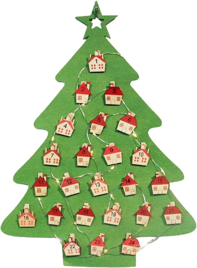 Wonka Christmas Calendar Decoration 24 Day Countdown Calendar Felt Christmas Tree With Light Farmhouse Ornaments Accessory