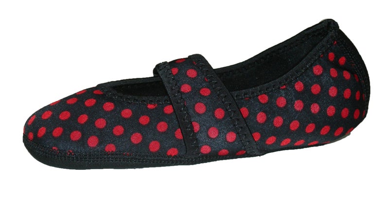 Nufoot Women's Betsy Lou Slipper, Black/Red Polka Dots, Medium - Image 1