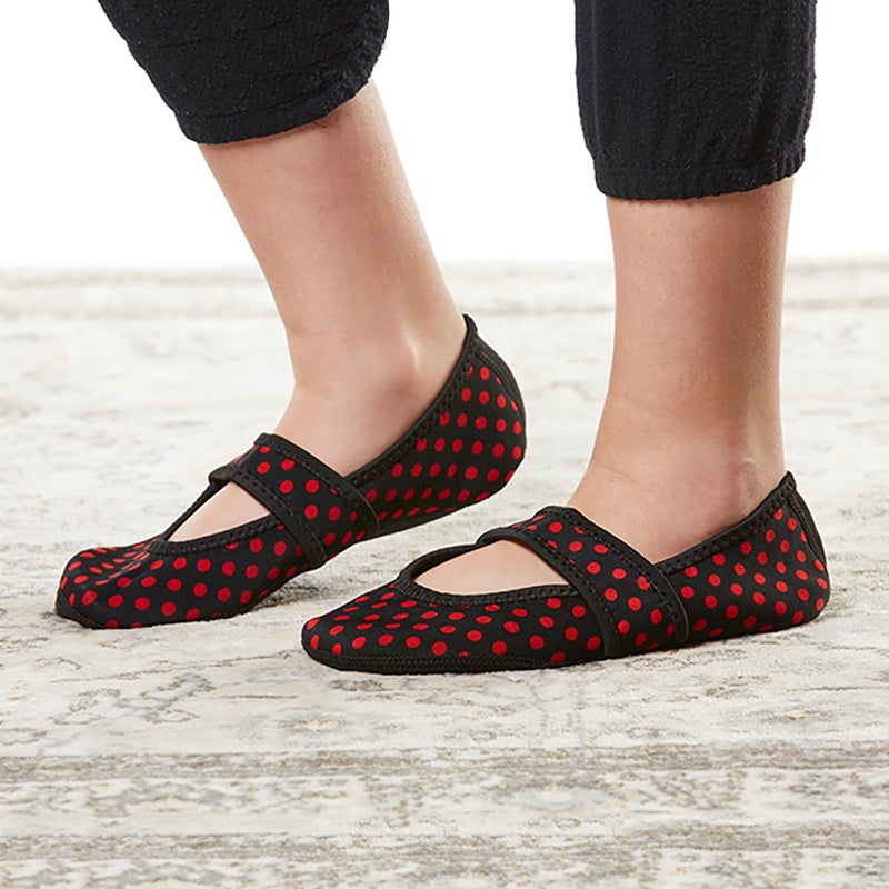 Nufoot Women's Betsy Lou Slipper, Black/Red Polka Dots, Medium - Image 2