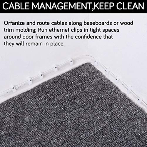 CableGeeker Cable Clips - CableGeeker 100 Pieces Ethernet Cable Clips with Nails 8mm Cord Holder for Cat6 Cat7 Flat Ethernet Cable (White) - Image 5