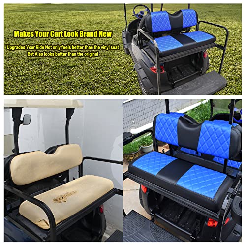 NOKINS Golf Cart Seat Covers Fit Club Car Precedent/DS/EZGO RXV/TXT/Yamaha Drive Aftermarket Standard Rear Seat Cushion, No Stapler, Multiple Colors&Breathable (Blue&Black) - Image 3