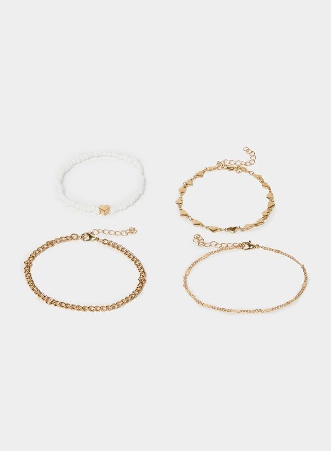 Styli Set of 4 - Heart Accent Chain Anklets  - Image 2