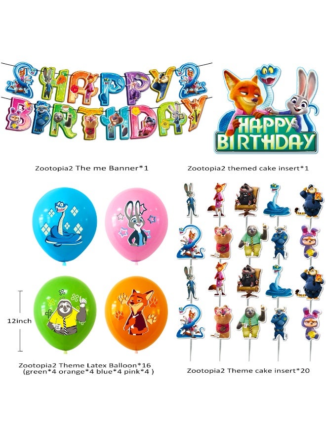 Zootopia Theme Balloon Set with Happy Birthday Banner,Cake Topper,Hanging Spins,Perfect for Graduation Baby Shower Birthday Bachelorette Party Backdrop Decoration,Suitable for Indoor and Outdoor - Image 2