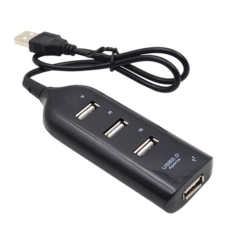 موزع بيانات USB 2.0 محمول عالي السرعة لأجهزة الكمبيوتر المحمولة والكمبيوتر الشخصي التي تعمل بنظام التشغيل Windows XP/ Vista 7 8 10 Mac (أسود) - Image 1