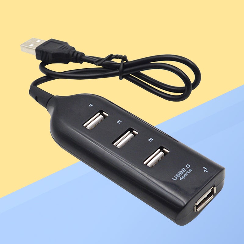 موزع بيانات USB 2.0 محمول عالي السرعة لأجهزة الكمبيوتر المحمولة والكمبيوتر الشخصي التي تعمل بنظام التشغيل Windows XP/ Vista 7 8 10 Mac (أسود) - Image 2