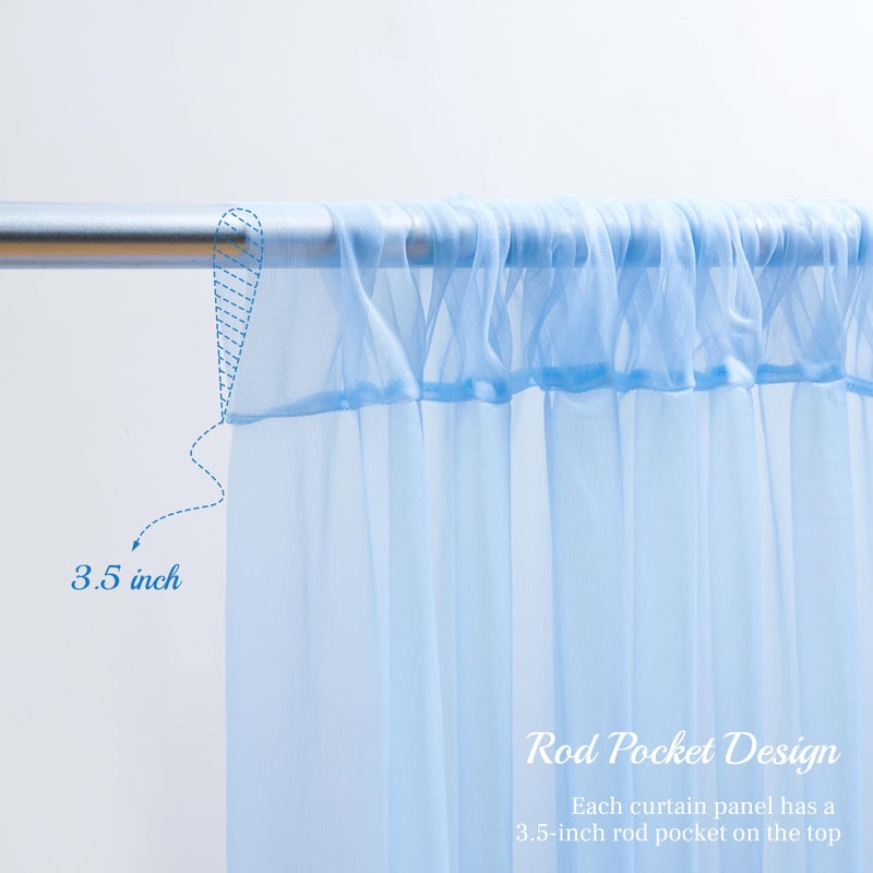 PARTISKY 10x10ft Baby Blue Tulle Backdrop Curtain with Lights String for Parites, Sheer Photo Backdrop Curtain Drapes for Wedding Baby Shower Bridal Shower Birthday Party Photo Shoot Decorations - Image 5