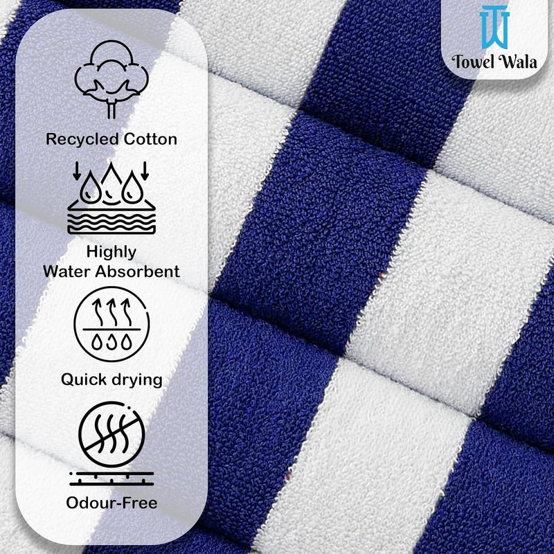 Towel Wala 450GSM Striped Soft Turkish Cotton Large Bath Towel for Men and Women Hotel Pool Towel Perfect for Beach SPA and Swimming Pack of 4 - Image 4