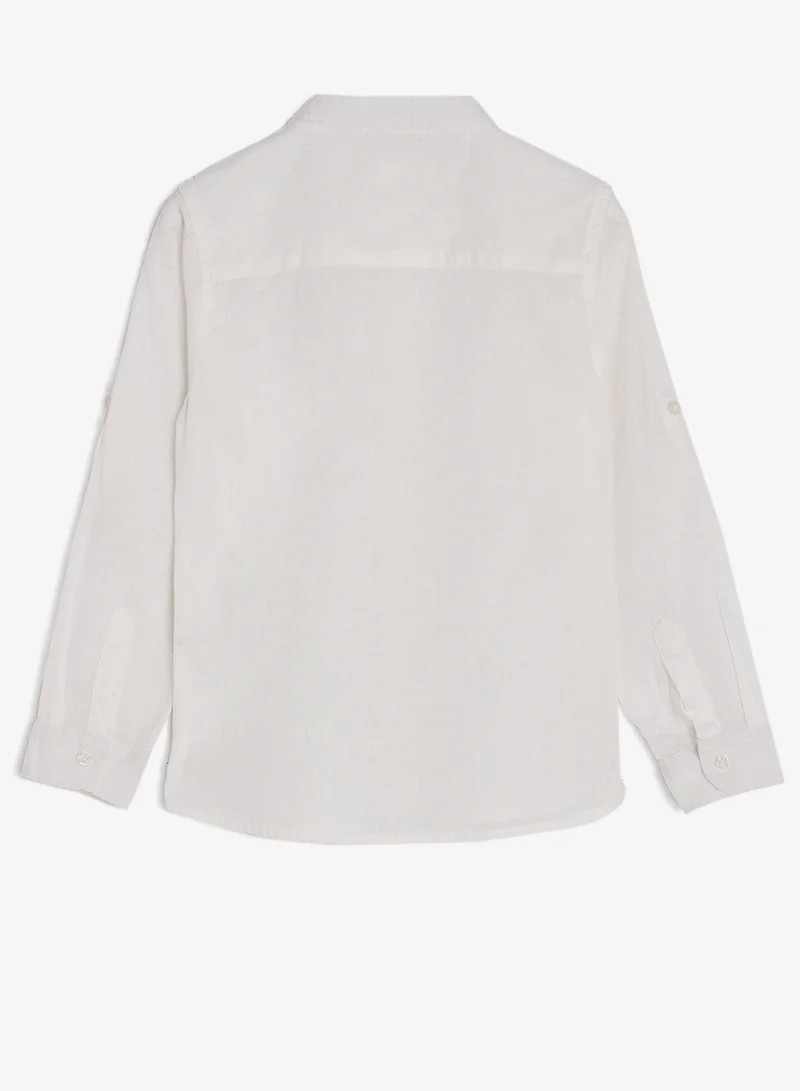 Ripples Boys Linen Blend Chinese Collar Shirt