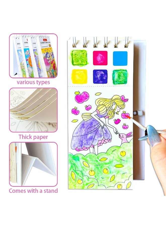 Set of 4 Italian Watercolor Sketchbooks, each page can be separated Travel Pocket Sketchbook Pocket Sketchbook Includes watercolor paper and brushes, great for travel and artistic expression, cartoon coloring book, drawing set, holiday gift, great for adults to relieve stress, great for creative arts and crafts gifts, great for schools, students, stationery, start of the school season - Image 3