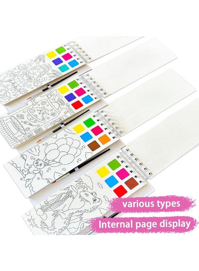 Set of 4 Italian Watercolor Sketchbooks, each page can be separated Travel Pocket Sketchbook Pocket Sketchbook Includes watercolor paper and brushes, great for travel and artistic expression, cartoon coloring book, drawing set, holiday gift, great for adults to relieve stress, great for creative arts and crafts gifts, great for schools, students, stationery, start of the school season - Image 4