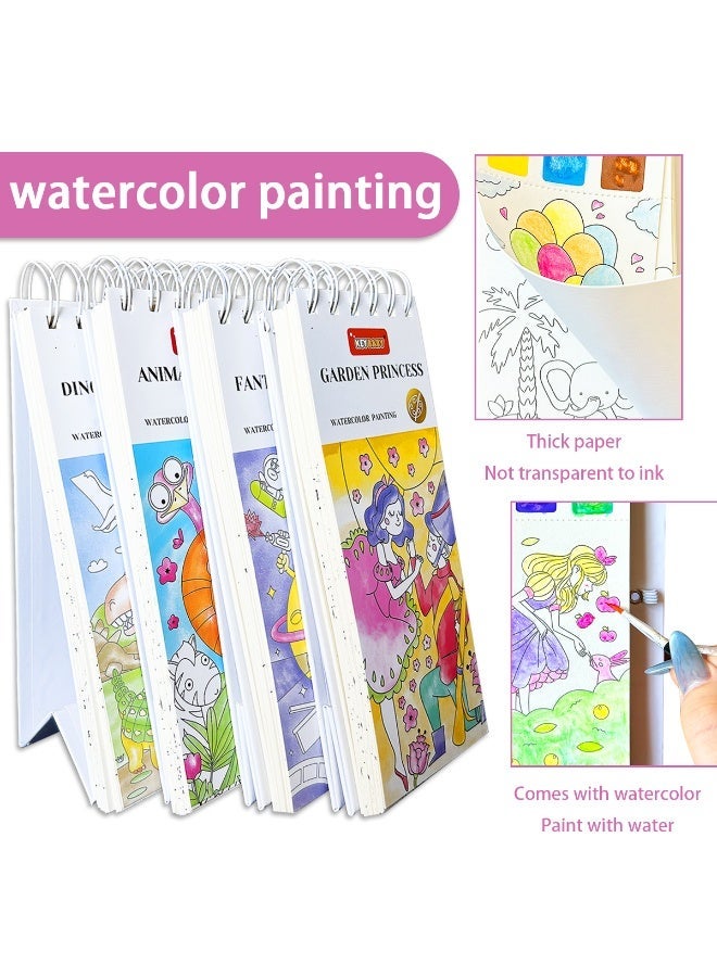 Set of 4 Italian Watercolor Sketchbooks, each page can be separated Travel Pocket Sketchbook Pocket Sketchbook Includes watercolor paper and brushes, great for travel and artistic expression, cartoon coloring book, drawing set, holiday gift, great for adults to relieve stress, great for creative arts and crafts gifts, great for schools, students, stationery, start of the school season - Image 1