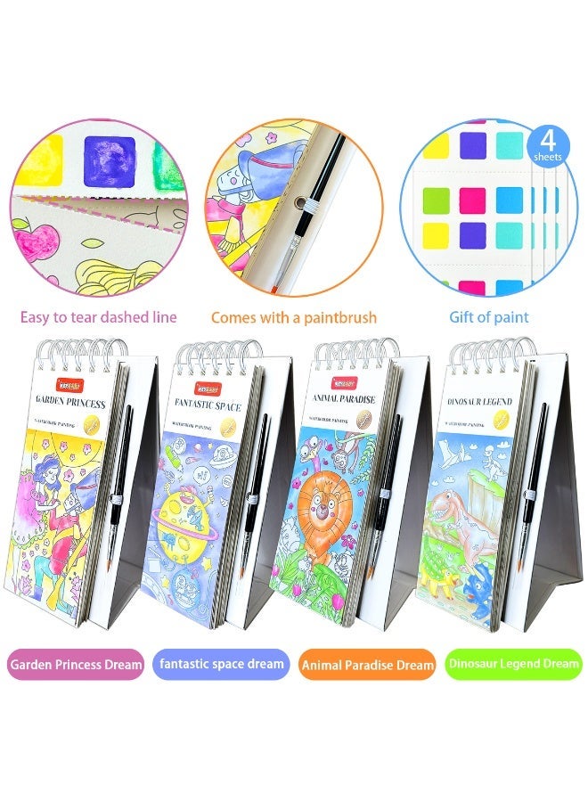 Set of 4 Italian Watercolor Sketchbooks, each page can be separated Travel Pocket Sketchbook Pocket Sketchbook Includes watercolor paper and brushes, great for travel and artistic expression, cartoon coloring book, drawing set, holiday gift, great for adults to relieve stress, great for creative arts and crafts gifts, great for schools, students, stationery, start of the school season - Image 2