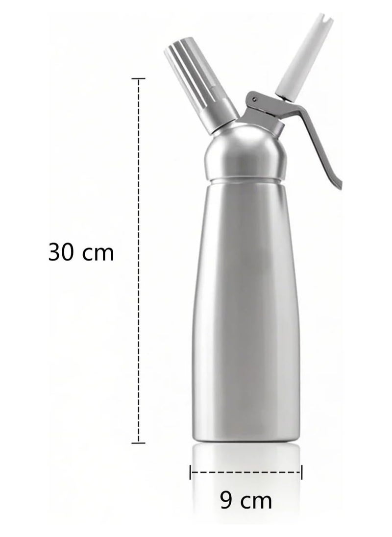 Generic Cream Whipper  500 ml Professional Aluminum Whipped Cream Dispenser with 3 Decorating Nozzles Straight, Tulip, Star  - Image 3
