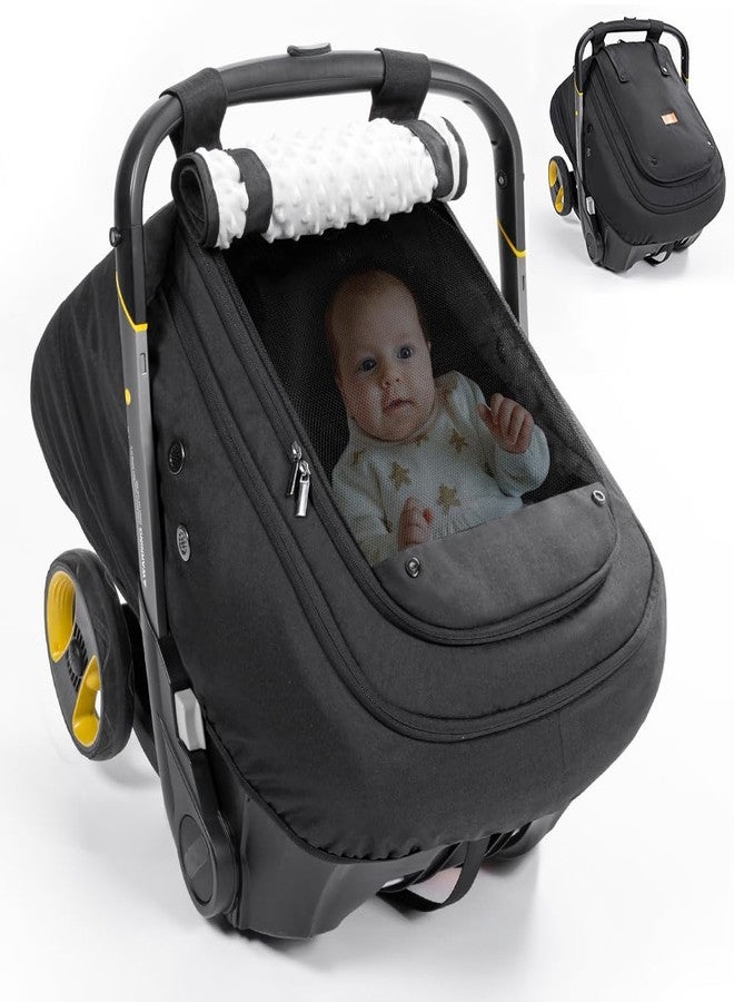 Bioby Waterproof Baby Car Seat Cover, Infant Car Seat Cover for Boy Girl, Roomy Cozy Windproof Sun Protection Baby Carseat Covers Canopy with Breathable Net and Holes, Universal Fitted Black - Image 1