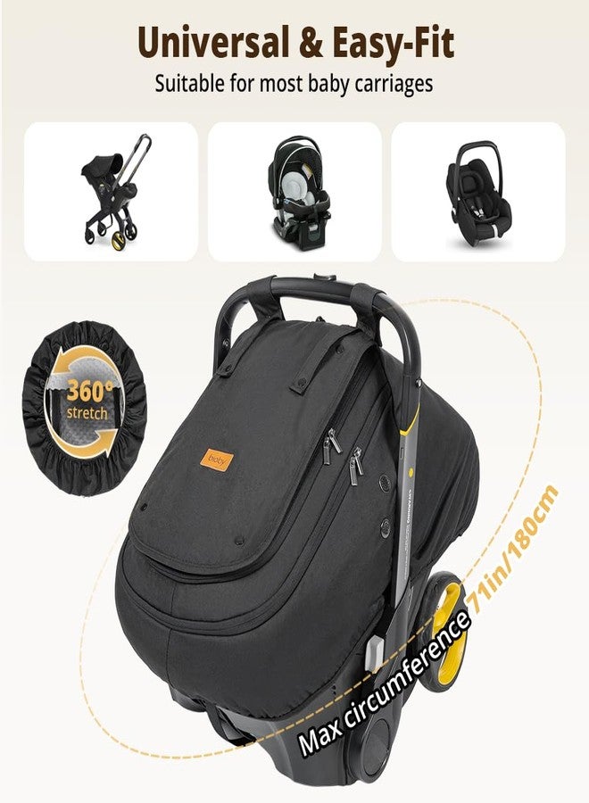 Bioby Waterproof Baby Car Seat Cover, Infant Car Seat Cover for Boy Girl, Roomy Cozy Windproof Sun Protection Baby Carseat Covers Canopy with Breathable Net and Holes, Universal Fitted Black - Image 5