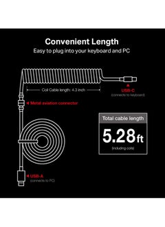 REDRAGON A115B Coiled USB-C Keyboard Cable, Custom Type-C Mechanical Gaming Keyboard Cable, Detachable Aviator Connector Double-Sleeved Cable - 5.28ft  - Image 3