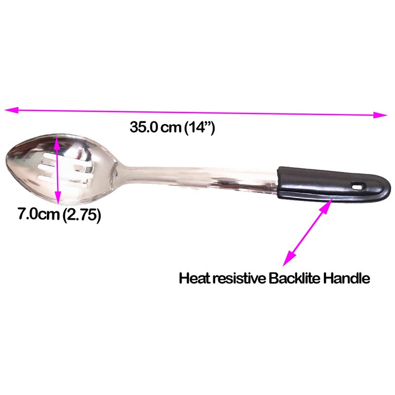 Starlinks Stainless Steel Cooking and Serving Spoon Long Oval Shaped Skimmer 4 Pieces - Image 2