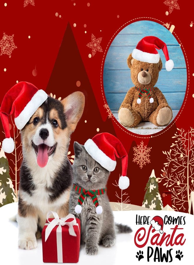 LEIFIDE Christmas Dog Santa Hat and Scarf Set - Adjustable Pet Hat With Chin Strap and 8 Mini Animal Scarves for Xmas Puppy Costume Holiday Party - Pet Supply for Dogs and Cats - Image 5