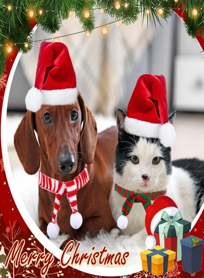 LEIFIDE Christmas Dog Santa Hat and Scarf Set - Adjustable Pet Hat With Chin Strap and 8 Mini Animal Scarves for Xmas Puppy Costume Holiday Party - Pet Supply for Dogs and Cats - Image 3