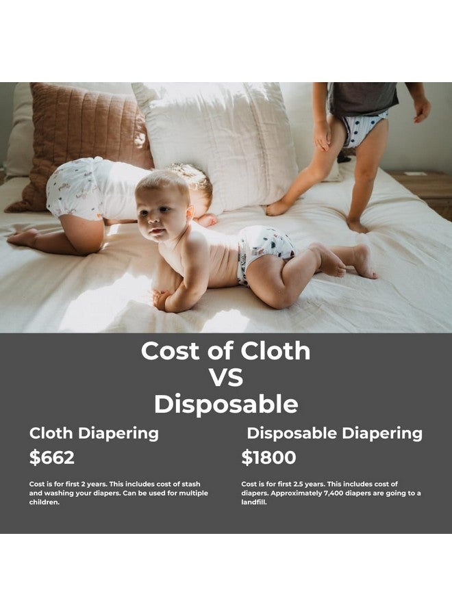 Nora's Nursery Morning Dew Cloth Diapers 7 Pack with 7 Inserts & 1 Wet Bag - Waterproof Cover, Washable, Reusable & One Size Adjustable Pocket Diapers for Newborns and Toddlers - Image 5